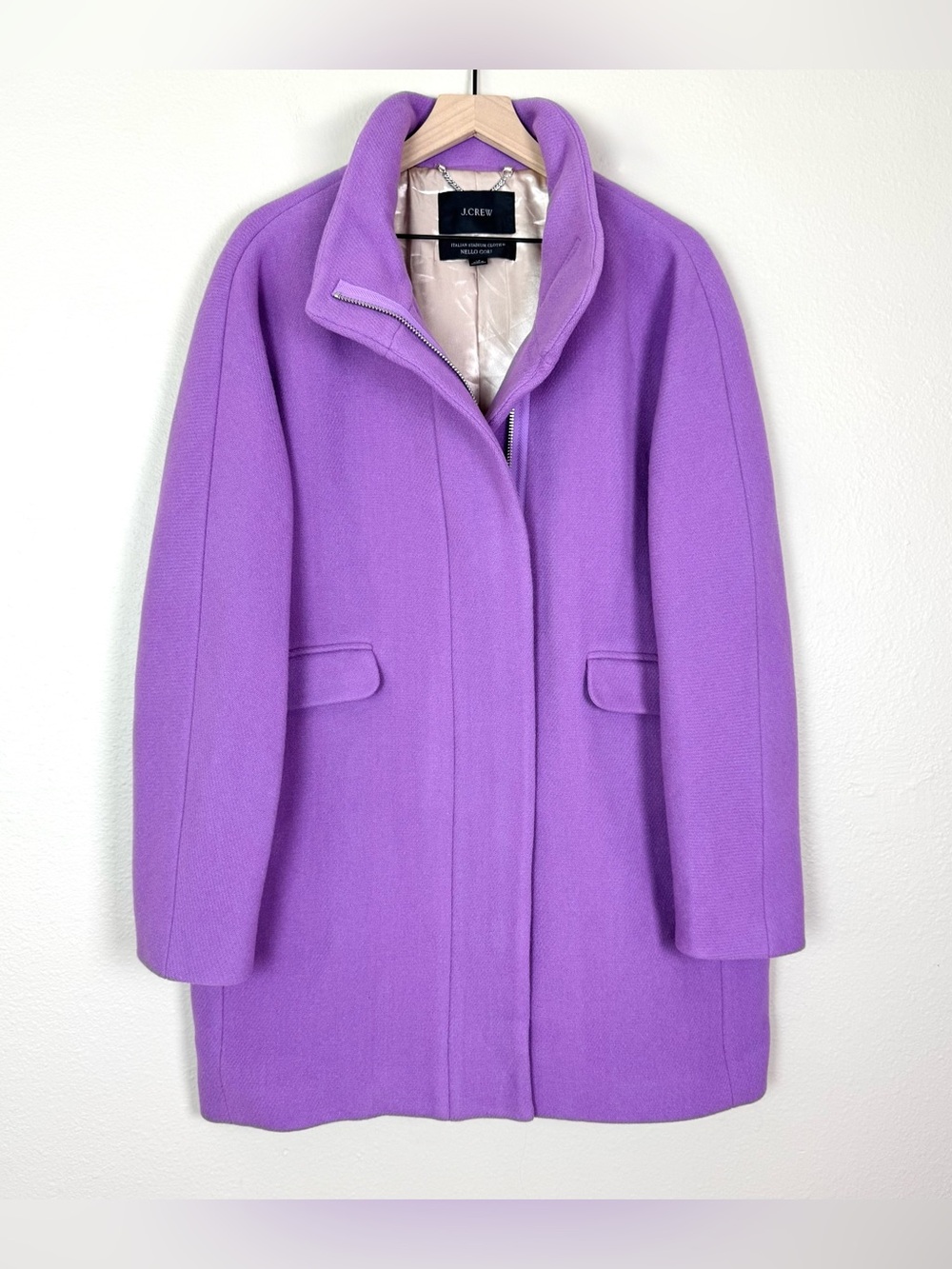 J. Crew Cocoon Coat Italian Stadium Cloth Wool Blend Wisteria Purple Size 14